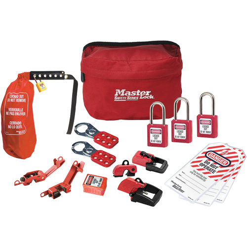 Trousse de cadenassage avec cadenas en thermoplastique de qualit&eacute; sup&eacute;rieure Zenex, Ensemble &eacute;lectrique, 16 composants compris Pronet Distribution