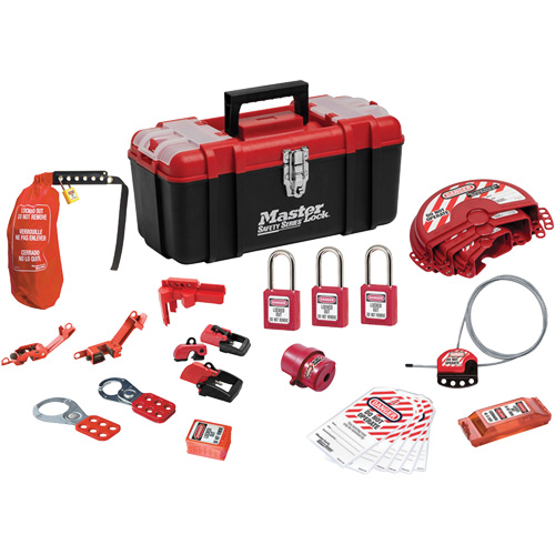 Trousse de cadenassage standard avec cadenas en thermoplastique Zenex, Ensemble &eacute;lectrique/Vanne, 27 composants compris Pronet Distribution