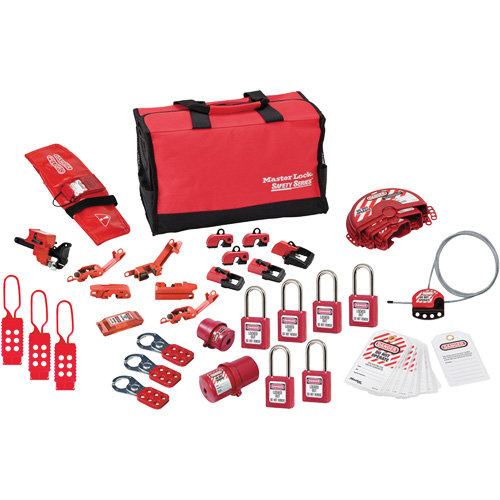 Trousse de cadenassage avec cadenas en thermoplastique de qualit&eacute; sup&eacute;rieure Zenex, Ensemble &eacute;lectrique/Vanne, 34 composants compris Pronet Distribution