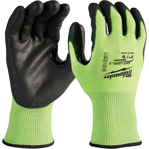 High-Visibility Cut-Resistant Gloves, Size Small, 15 Gauge, Nitrile/Polyurethane Coated, Polyethylene Shell, ANSI/ISEA 105 Level 3 Pronet Distribution