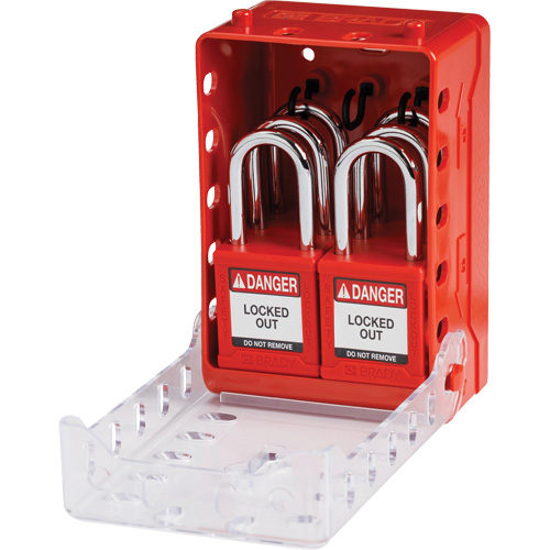 Ultra Compact Group Lockout Box with Nylon Safety Lockout Padlocks, Red Pronet Distribution