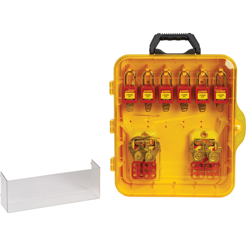 Station de cadenassage avec cadenas de s&eacute;curit&eacute; en nylon &agrave; cl&eacute; utilisant des cl&eacute;s identiques, Cadenas Plastique, Capacit&eacute; de 12, Cadenas Compris Pronet Distribution