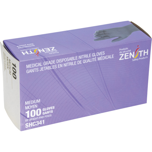 Gants jetables de calibre m&eacute;dical, Moyen, Nitrile, 6 mils, Sans poudre, Noir, Classe 2 Pronet Distribution