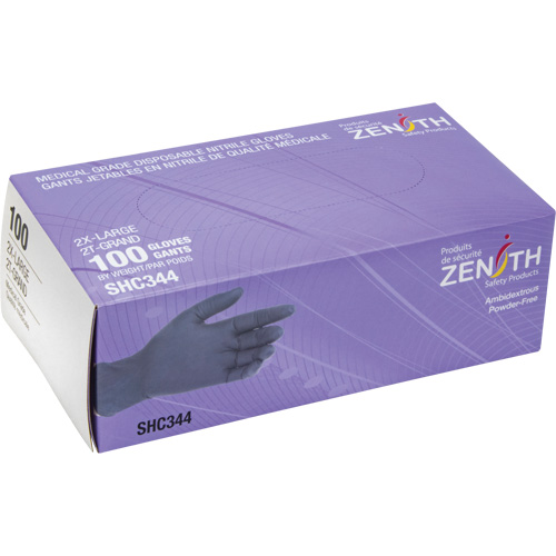 Gants jetables de calibre m&eacute;dical, 2T-Grand, Nitrile, 6 mils, Sans poudre, Noir, Classe 2 Pronet Distribution