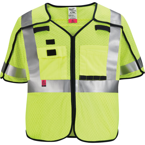 Breakaway Mesh Safety Vest, Black/High Visibility Lime-Yellow, Medium/Small Pronet Distribution