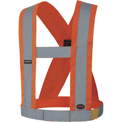 5490 Bretelles de s&eacute;curit&eacute; r&eacute;glable de 4" de large, R&eacute;pond ou surpasse la norme CSA Z96 classe 2 - niveau 2, Orange haute visibilit&eacute;, Couleur r&eacute;fl&eacute;chissante Argent, Taille unique Pronet Distribution