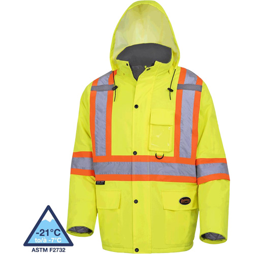 5031 Manteau de s&eacute;curit&eacute; matelass&eacute; imperm&eacute;able, Jaune lime haute visibilit&eacute;, Petit Pronet Distribution