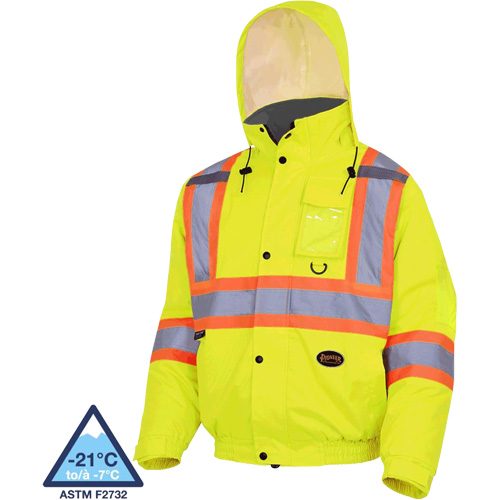 5033 Waterproof Winter Quilted Safety Bomber Jacket, Polyester, High Visibility Lime-Yellow, Small Pronet Distribution