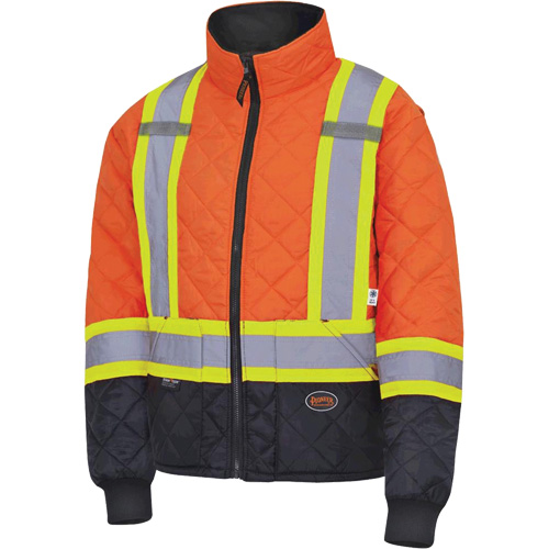 5015 Quilted Freezer Jacket, Polyester, Black/High Visibility Orange, X-Small Pronet Distribution
