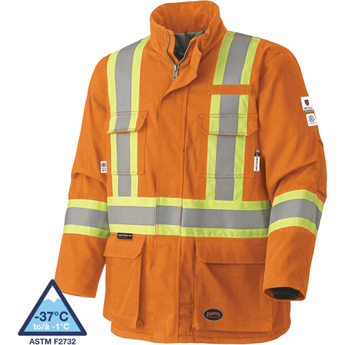 5533 Manteau de s&eacute;curit&eacute; ignifuge, Petit, Orange haute visibilit&eacute;, 58 cal/cm² Pronet Distribution