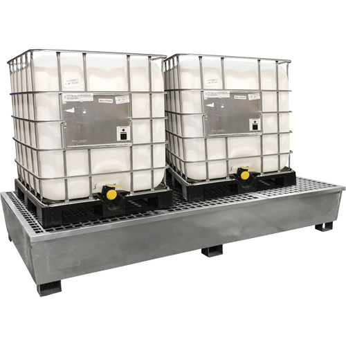 Ultra-Twin IBC Spill Pallet en acier, Capacit&eacute; de d&eacute;versement 370 gal. US, 103,8" x 26,8" x 51,1" Pronet Distribution
