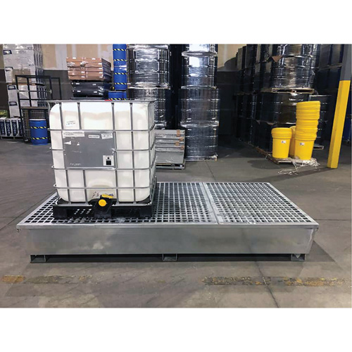 Ultra-Twin IBC Spill Pallet en acier, Capacit&eacute; de d&eacute;versement 370 gal. US, 103,8" x 26,8" x 51,1" Pronet Distribution
