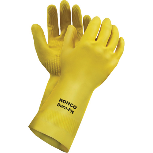Dura-Fit Reusable Gloves, Size Small/7, 12" L, Latex, Flock-Lined Inner Lining, 20-mil Pronet Distribution