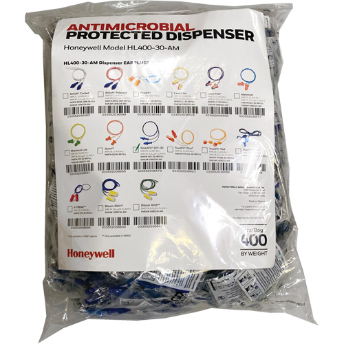 Recharge de bouchons doreille SDT-30 pour le distributeur HL400, Vrac - Sac en poly, Avec cordon Pronet Distribution