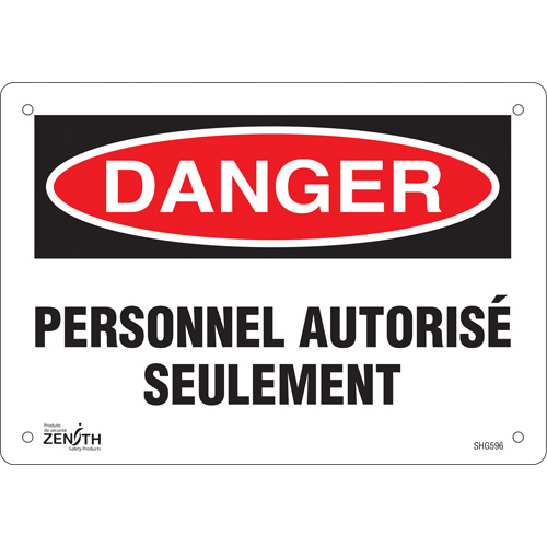 Enseigne  Personnel autoris&eacute; seulement , 7" x 10", Plastique, Français Pronet Distribution