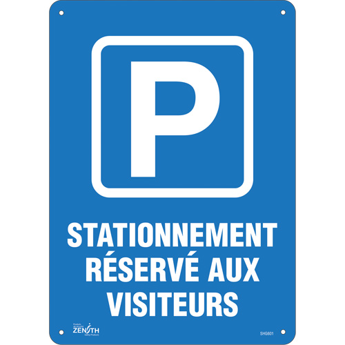 Enseigne  Stationnement r&eacute;serv&eacute; aux visiteurs , 10" x 14", Plastique, Français avec pictogramme Pronet Distribution