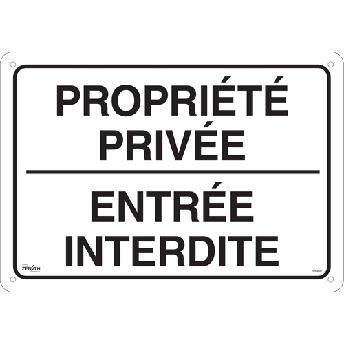 "Propri&eacute;t&eacute; priv&eacute;e" Sign, 14" x 20", Aluminum, French Pronet Distribution