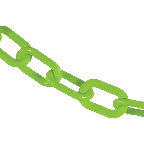 Chaîne de s&eacute;curit&eacute; en plastique robuste, Vert, Maillon de 2", 25' de long Pronet Distribution