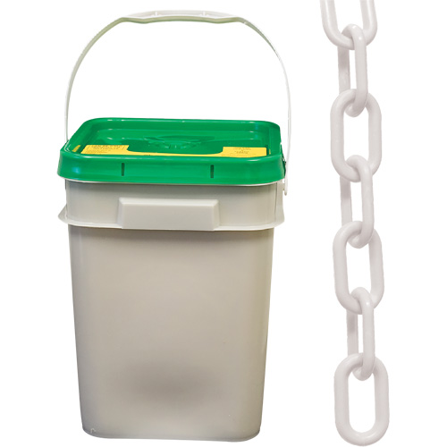 Chaîne de s&eacute;curit&eacute; en plastique robuste, Blanc, Maillon de 2", 120' de long Pronet Distribution