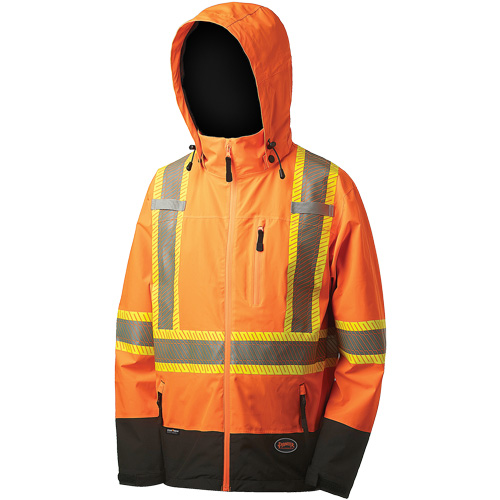 5220 Manteau de s&eacute;curit&eacute; imperm&eacute;able &agrave; coquille souple de premi&egrave;re qualit&eacute;, Polyester, Orange haute visibilit&eacute;, 2T-Grand Pronet Distribution