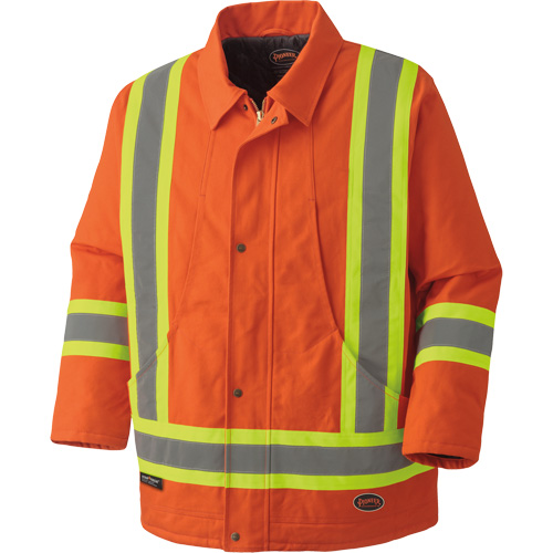 5537A Parka de s&eacute;curit&eacute; matelass&eacute; en canevas de coton, Orange haute visibilit&eacute;, Petit Pronet Distribution
