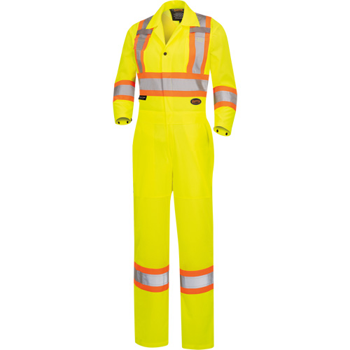5999AW Combinaison de s&eacute;curit&eacute; routi&egrave;re haute visibilit&eacute; pour femmes, T-petit, Jaune lime haute visibilit&eacute; Pronet Distribution