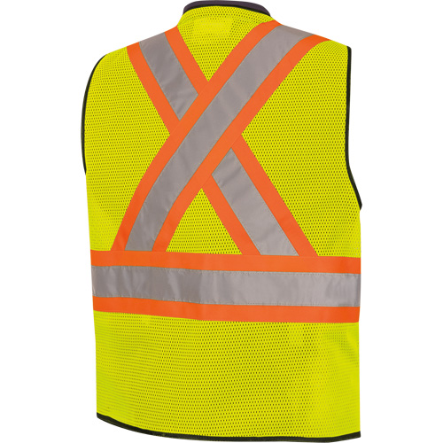 6895 High-Visibility Zip Front Bi-Colour Safety Vest, Black/High Visibility Lime-Yellow, 2X-Large/3X-Large, Polyester Pronet Distribution