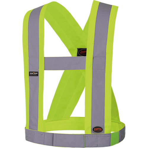 5493 Bretelles ajustables de s&eacute;curit&eacute; haute visibilit&eacute; de 4" de largeur, R&eacute;pond ou surpasse la norme CSA Z96 classe 2 - niveau 2, Jaune lime haute visibilit&eacute;, Couleur r&eacute;fl&eacute;chissante Argent, Taille uniq Pronet Distribution