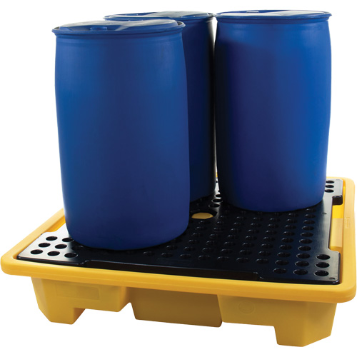 4-Drum Spill Pallet, 66 US gal. Spill Capacity, 57.5" x 57.5" x 12" Pronet Distribution