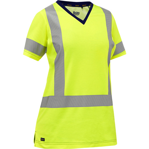 Bisley&reg; Women's X-Back Short Sleeve Shirt, Poly-Cotton, Small, High Visibility Lime-Yellow Pronet Distribution