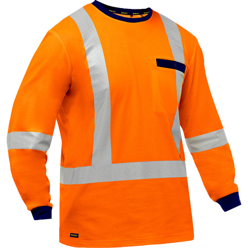 Bisley&reg; X-Back Long Sleeve Shirt, Poly-Cotton, Small, High Visibility Orange Pronet Distribution