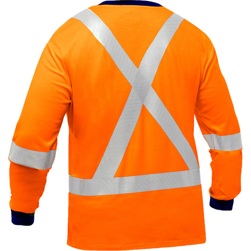 Bisley&reg; X-Back Long Sleeve Shirt, Poly-Cotton, Small, High Visibility Orange Pronet Distribution