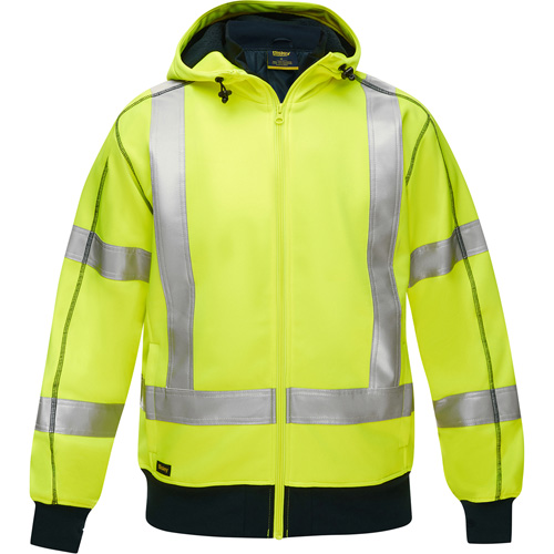 Bisley&reg; X-Back Full Zip Hooded Sweatshirt with Sherpa Lining, Small, High Visibility Lime-Yellow Pronet Distribution