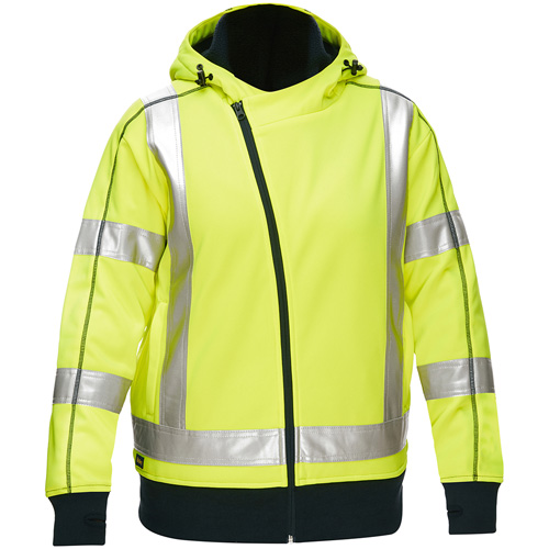 Bisley&reg; X-Back Women's Contoured Full Zip Hooded Sweatshirt with Sherpa Lining, 2X-Large, High Visibility Lime-Yellow Pronet Distribution