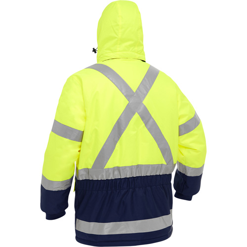 Bisley&reg; X-Back Extreme Cold Jacket with Navy Bottom, Polyester, High Visibility Lime-Yellow, Large Pronet Distribution