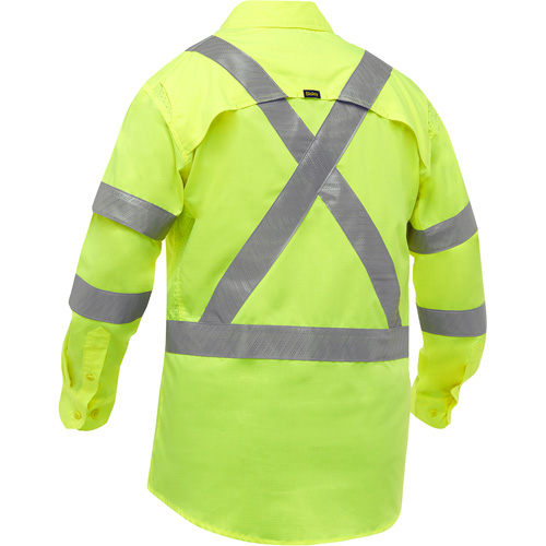 Bisley&reg; X-Back Long Sleeve Work Shirt with X-Airflow, Poly-Cotton, Small, High Visibility Lime-Yellow Pronet Distribution