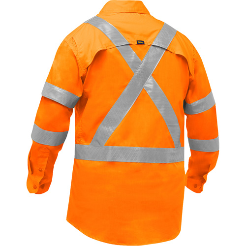 Bisley&reg; X-Back Long Sleeve Work Shirt with X-Airflow, Poly-Cotton, Small, High Visibility Orange Pronet Distribution