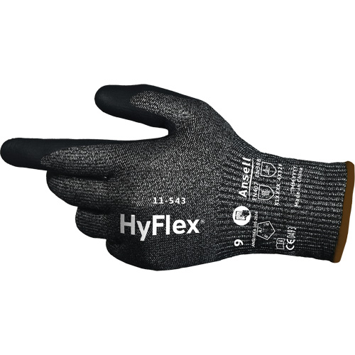 Gants r&eacute;sistants &agrave; la coupe HYFLEX 11-543, Taille 6, Calibre 13, Rev&ecirc;tement Nitrile, Enveloppe en Nylon/Acier inoxydable/PEHP/Spandex, ASTM ANSI niveau A7/EN 388 niveau F Pronet Distribution
