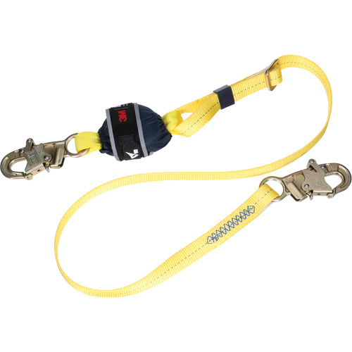 Adjustable Web Shock-Absorbing Lanyard, 6', Snap Hook Center, Snap Hook Leg Ends, Polyester Pronet Distribution