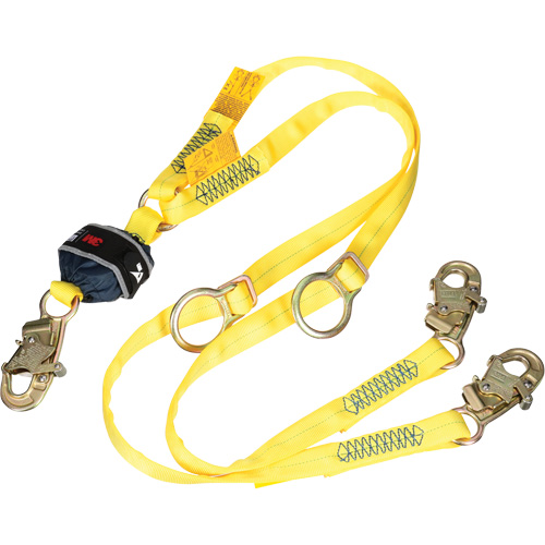 Longe rattachable d'ancrage double &agrave; amortisseur de choc en sangle, 6', Point d'ancrage &agrave; Crochet mousqueton, Crochet mousqueton aux jambes, Polyester Pronet Distribution