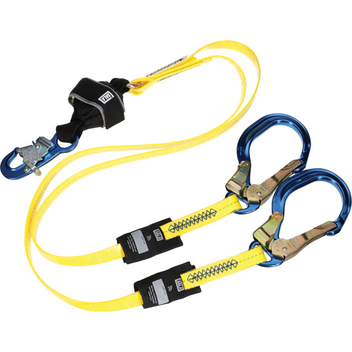Twin-Leg Arc Flash Coated Web Shock-Absorbing Lanyard, 6', Rebar Hook Center, Snap Hook Leg Ends Pronet Distribution