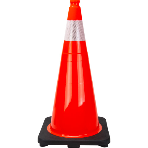 C&ocirc;ne de signalisation de premi&egrave;re qualit&eacute;, 28", Orange, Bande(s) r&eacute;fl&eacute;chissante(s) 4" Pronet Distribution