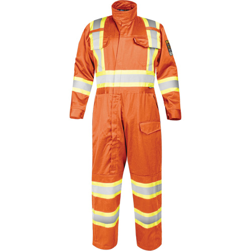 Combinaison ignifug&eacute;e avec bandes haute visibilit&eacute;, Taille Petit, Orange Pronet Distribution