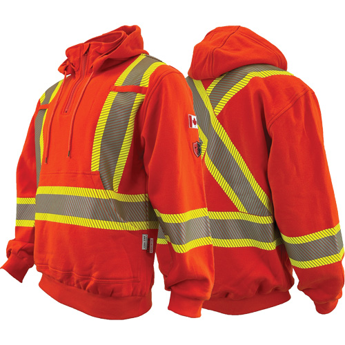 Atlas Guardian&reg; FR/AR Quarter-Zip Hoodies, Men's, Medium, High Visibility Orange, 18 cal/cm² Pronet Distribution