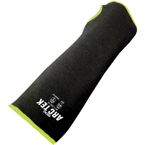 Cut-Resistant Sleeve with Thumb Hole, Polyethylene/Steel, 10", ASTM ANSI Level A5, Black/Yellow Pronet Distribution