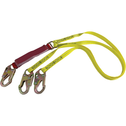 External Energy Absorber Lanyard with 3/4" Hooks, 6', Snap Hook Center, Snap Hook Leg Ends, Polyester Pronet Distribution