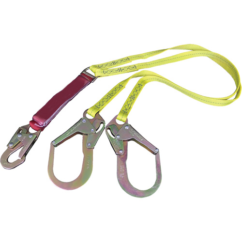 External Energy Absorber Lanyard with 2-1/4" Hooks, 6', Snap Hook Center, Snap Hook Leg Ends, Polyester Pronet Distribution