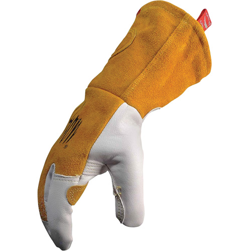 Gants de soudeur TIG/MIG de premi&egrave;re qualit&eacute; avec dos en cuir de vache refendue isol&eacute;es et ignifug&eacute;s Caiman, Cuir fleur de ch&egrave;vre, Taille Moyen Pronet Distribution