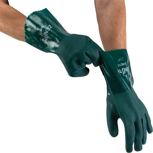 Gants verts &agrave; double enduit, 12" lo, PVC, Doublure en Jersey de coton, 70 mils Pronet Distribution