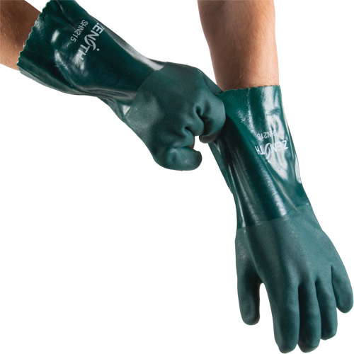 Gants verts &agrave; double enduit, 14" lo, PVC, Doublure en Jersey de coton, 70 mils Pronet Distribution